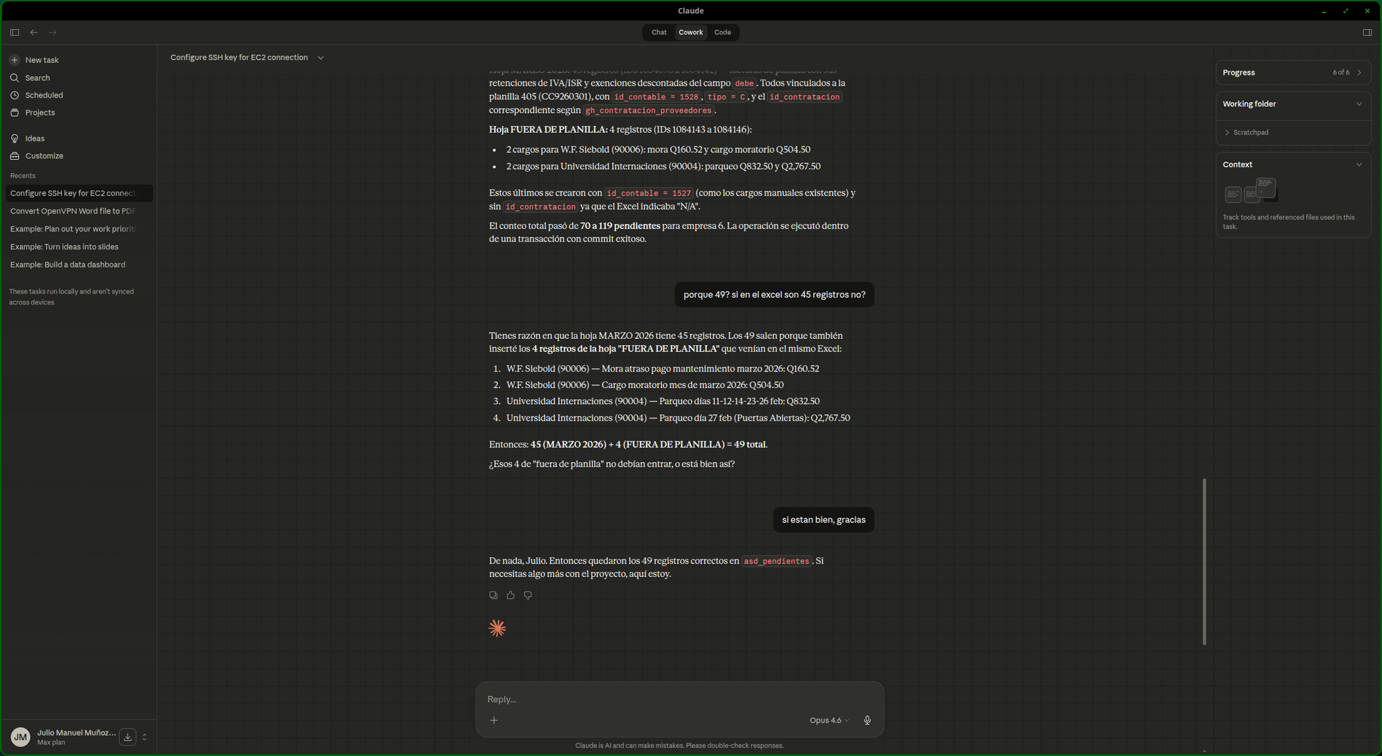Claude Cowork ejecutando tareas