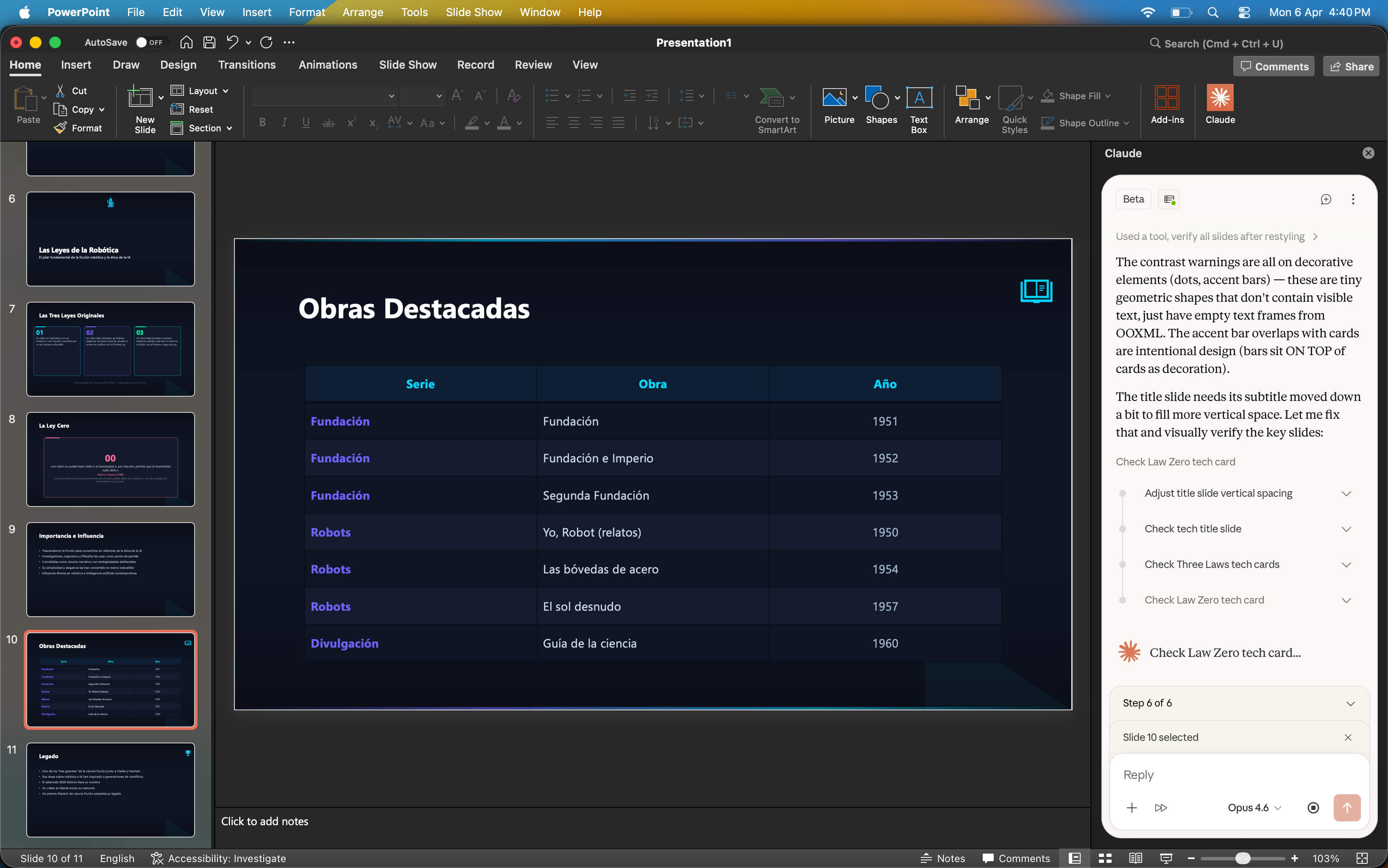 Claude creando presentaciones en PowerPoint
